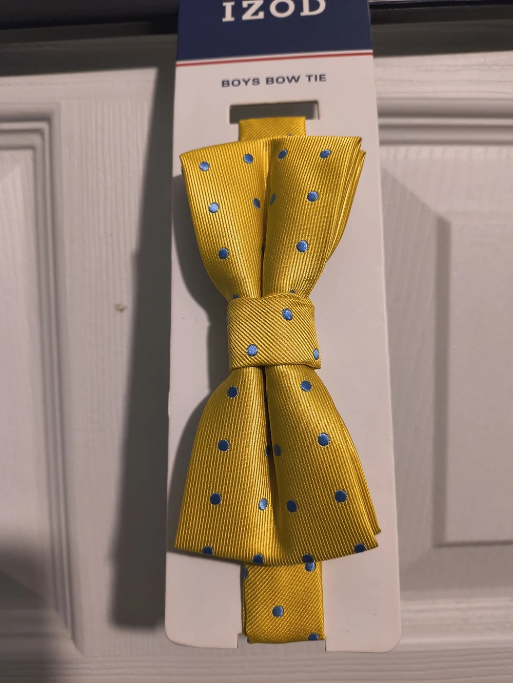 Izod Yellow Bow Tie with Blue Polka Dots